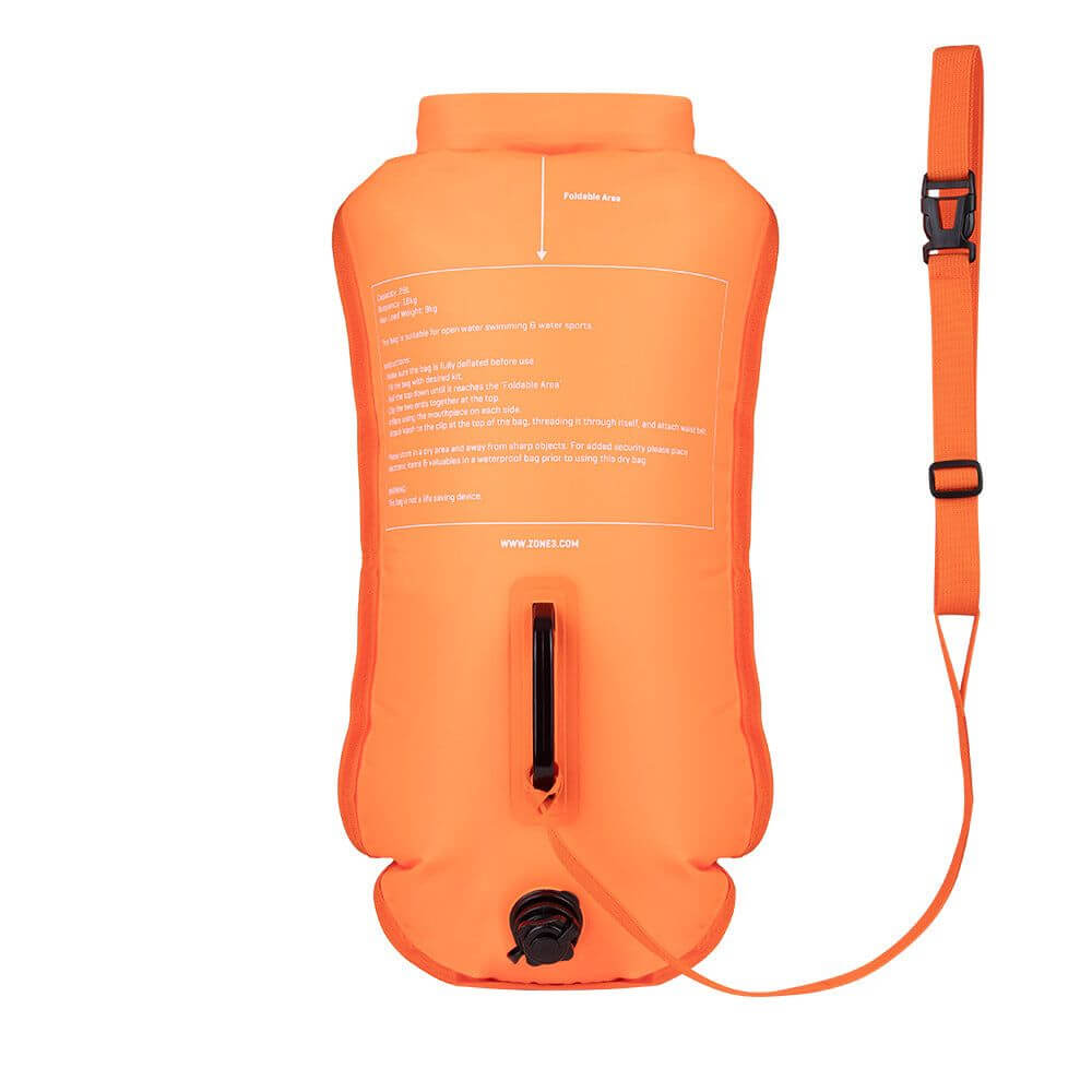 Bouée de sécurité et sac étanche Zone3 recyclés, 28L, dans un coloris haute visibilité.
