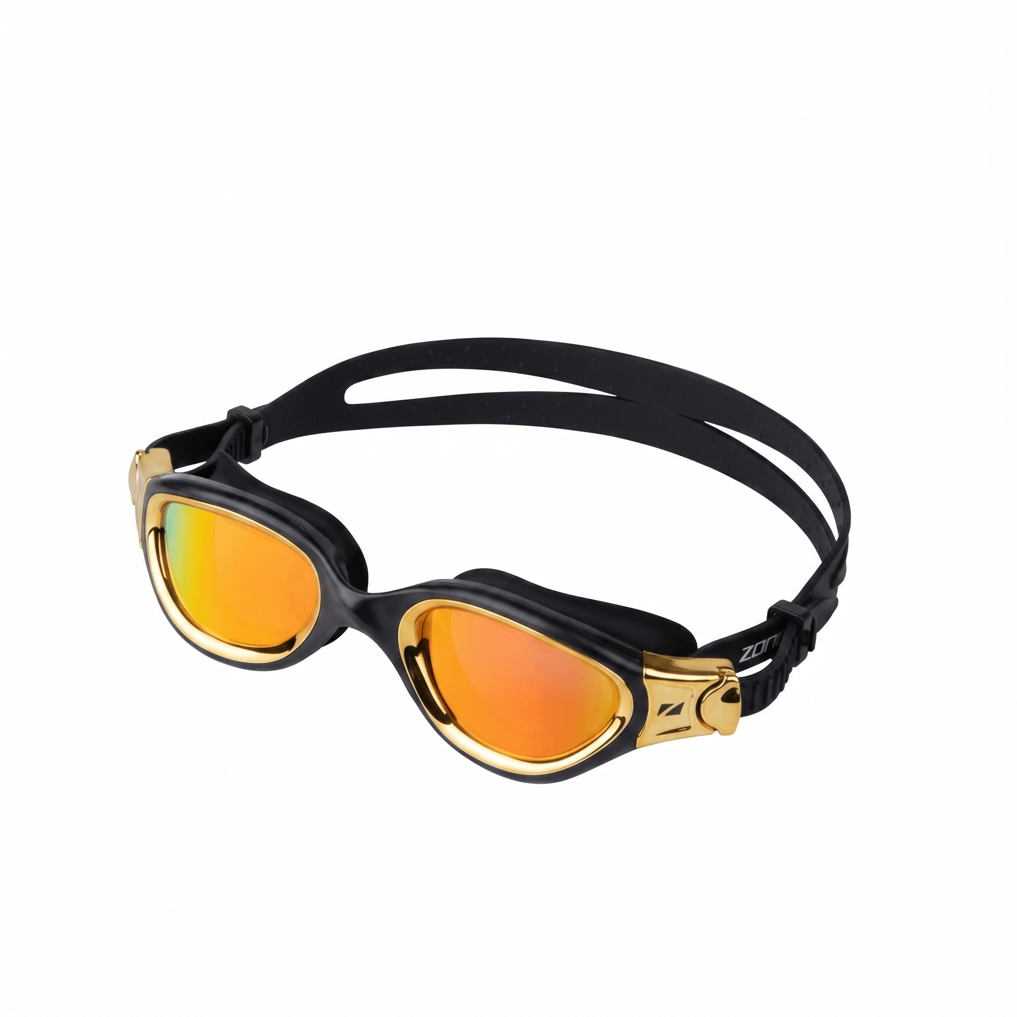 Lunettes de natation Venator-X noir/or métallisé sur fond de studio blanc 
